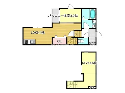 ポラリス久留米ウエスト(1LDK/1階)の間取り写真