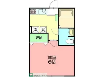 DEN小向仲野町(1K/3階)の間取り写真