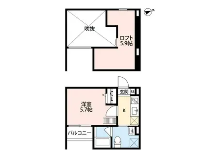 ベイルート(1K/1階)の間取り写真