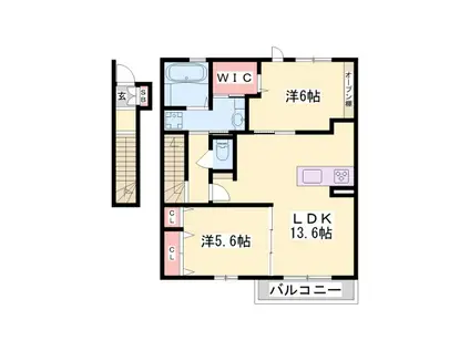 サニーコート加佐弐番館(2LDK/2階)の間取り写真