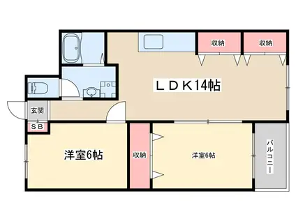 マンションサルナート(2LDK/4階)の間取り写真