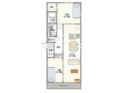 フェリーチェ(2LDK/3階)の間取り写真