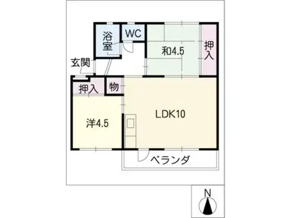 服部コーポ(2LDK/3階)の間取り写真