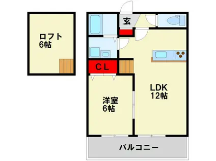 ノース FIELDS(1LDK/2階)の間取り写真