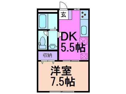 メイプルハイツ(1DK/1階)の間取り写真