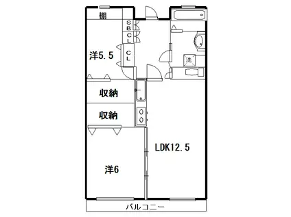カインドネスQ(2LDK/1階)の間取り写真