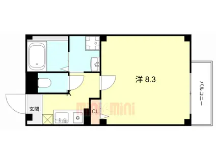 AXIS加島(1K/2階)の間取り写真