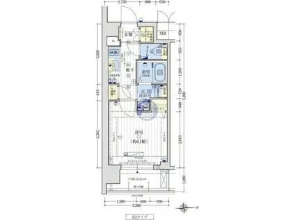 京福電鉄嵐山本線 嵐電天神川駅 徒歩13分 7階建 新築(1K/6階)の間取り写真