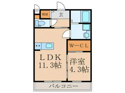 ONESTA(1LDK/2階)の間取り写真