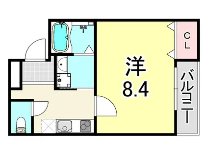 フジパレス長洲公園III番館(1K/2階)の間取り写真