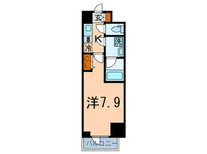 プライムアーバン白山(1K/6階)の間取り写真