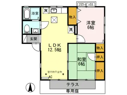 セジュール竹内(2LDK/1階)の間取り写真