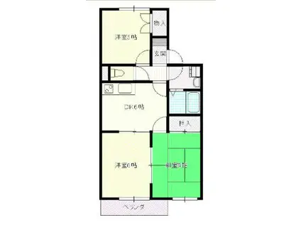 ヴァンベール B棟(3DK/2階)の間取り写真