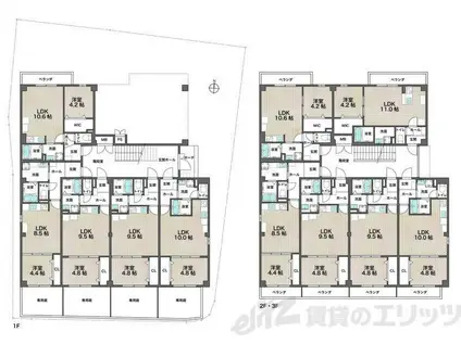 ソリティア茨木(1LDK/1階)の間取り写真