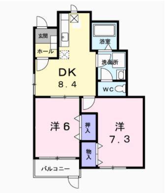 サンシティ東新田A(2DK/1階)の間取り写真