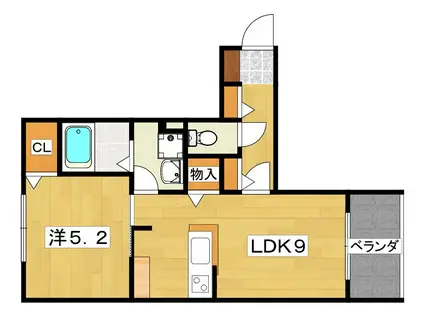 ソアレ牧野駅前(1LDK/3階)の間取り写真