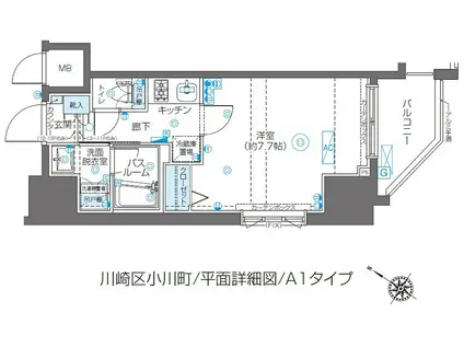 ZOOM川崎SECOND(1K/13階)の間取り写真