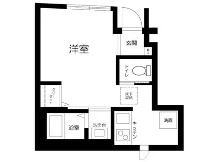 プレミアコート目黒洗足(ワンルーム/1階)の間取り写真
