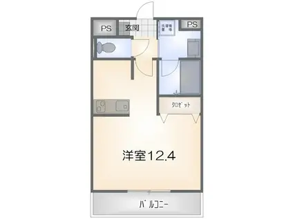 プルミエ(ワンルーム/2階)の間取り写真