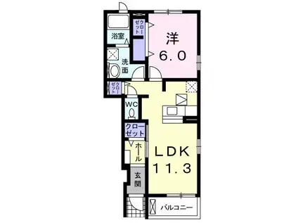 サンシャイン(1LDK/1階)の間取り写真