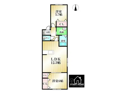 ステージ・ラフィネ I番館(2LDK/1階)の間取り写真