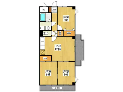 グランドゥール安倉(3LDK/2階)の間取り写真