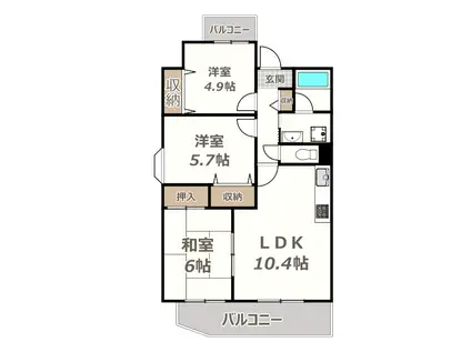 パークヴィラ長居公園(3LDK/2階)の間取り写真