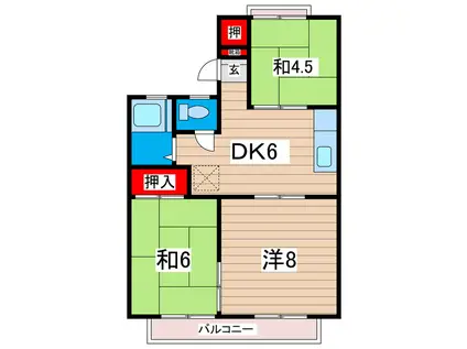 おおもりハイツ(3DK/2階)の間取り写真