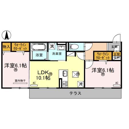ＪＲ関西本線 奈良駅 徒歩17分 3階建 築3年(2LDK/1階)の間取り写真