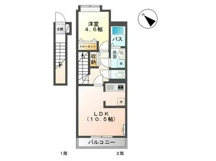 プレジール(1LDK/2階)の間取り写真