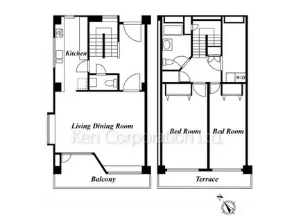 目黒サンシャインヒルズ(2LDK/1階)の間取り写真