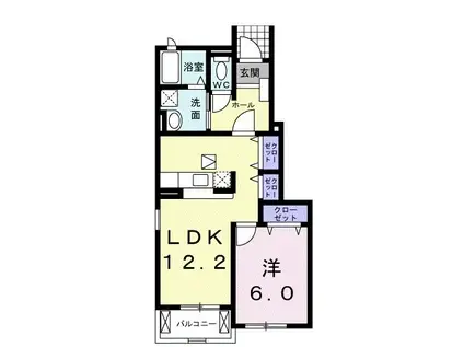 エアリークレメントI(1LDK/1階)の間取り写真