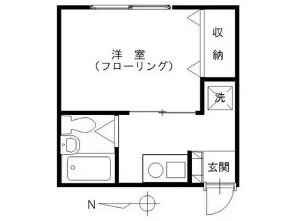 シャトルハイム白鳥(1K/2階)の間取り写真