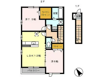 カーサビアンカ(2LDK/2階)の間取り写真