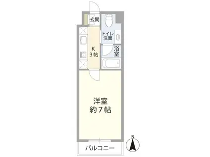 フラット(1K/1階)の間取り写真