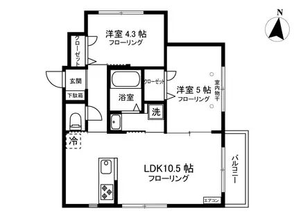 インペリアル(2LDK/2階)の間取り写真