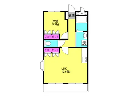 ロイヤルグリーンヒルズ(1LDK/1階)の間取り写真
