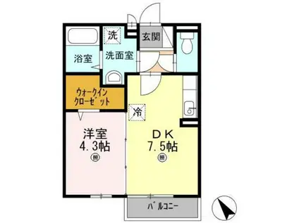 ひまわり(1DK/1階)の間取り写真