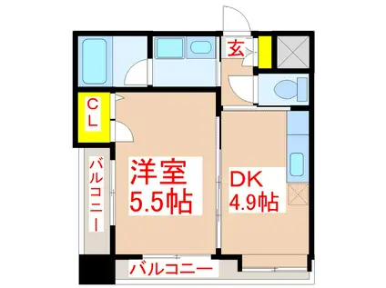 エルシオン西千石(1DK/3階)の間取り写真