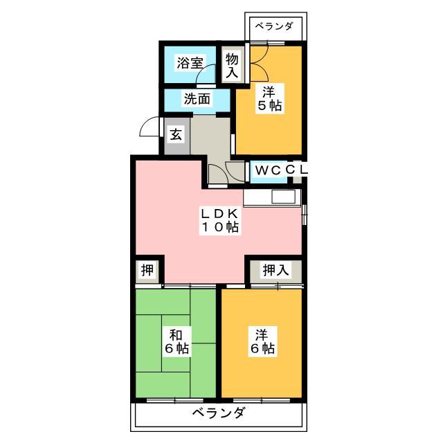 ユートピア(3LDK/3階)の間取り写真