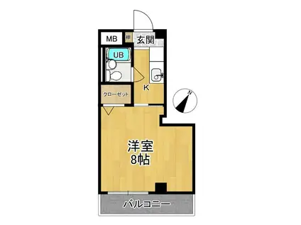 スカイタウン狭山台(1K/2階)の間取り写真