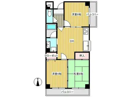 ROKビル(3DK/3階)の間取り写真