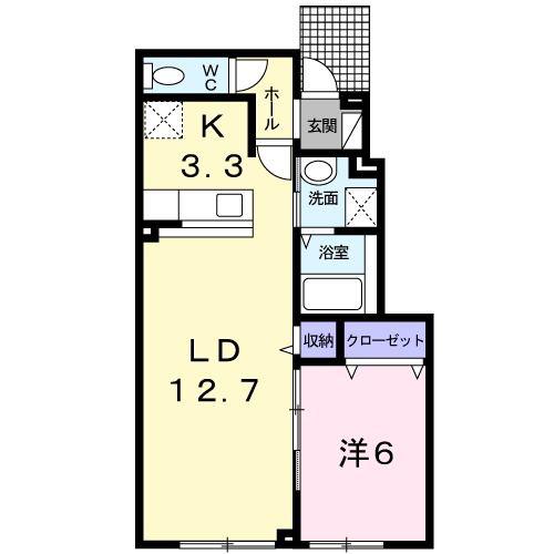 ミニョンメゾン(1LDK/1階)の間取り写真
