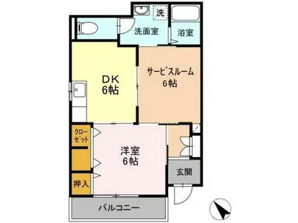 グランシード三宅(1SDK/1階)の間取り写真