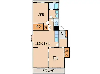 平内ハイツ(2LDK/1階)の間取り写真