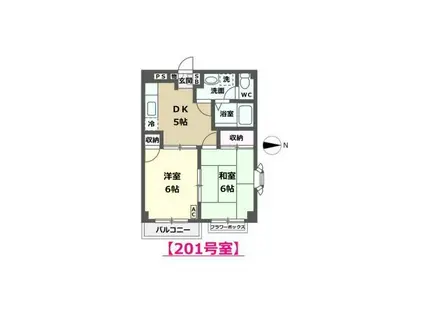 エルディムラーク(2DK/2階)の間取り写真