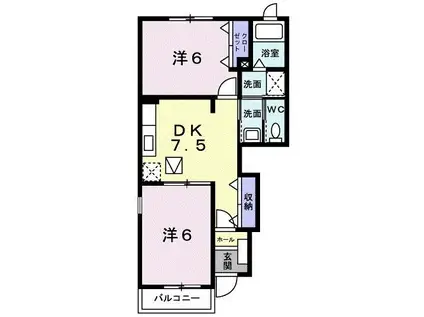 コズミックA(2DK/1階)の間取り写真