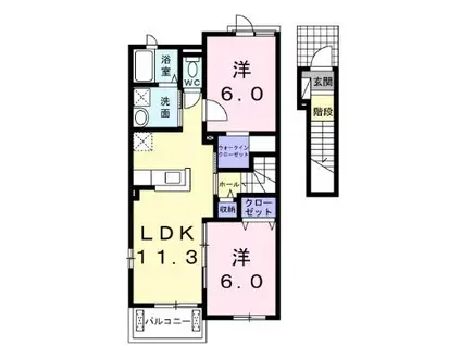 クレール II(2LDK/2階)の間取り写真