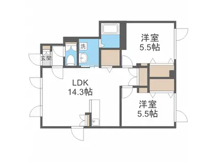 OGGI宮の森(2LDK/1階)の間取り写真