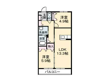 グランマストアベニューA棟(2LDK/3階)の間取り写真